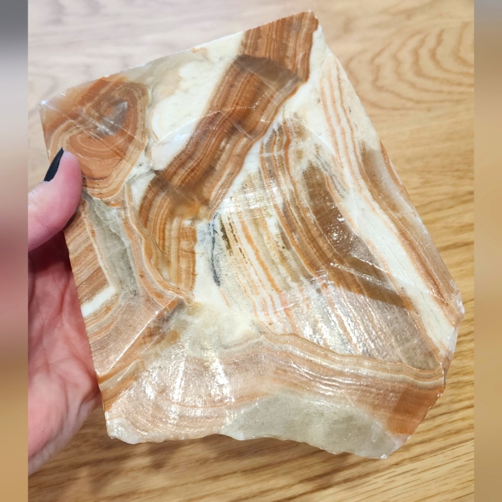 Vintage Natural Onyx Stone Ashtray Carved